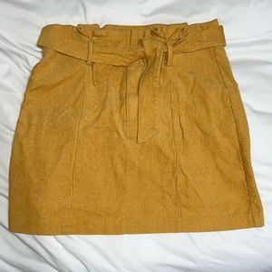 Pink Lily Mustard Corduroy Tie front Skirt